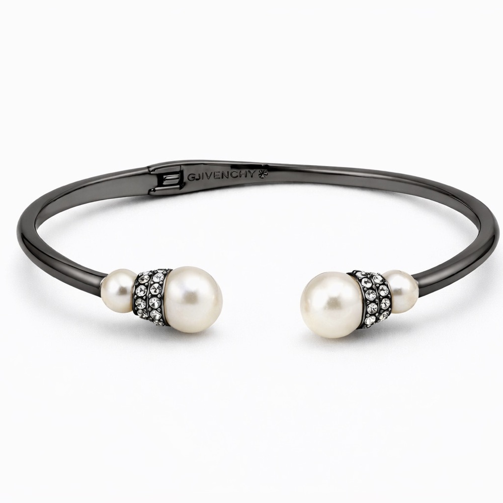 GIVENCHY Gunmetal Pearl Cuff Bracelet ✨